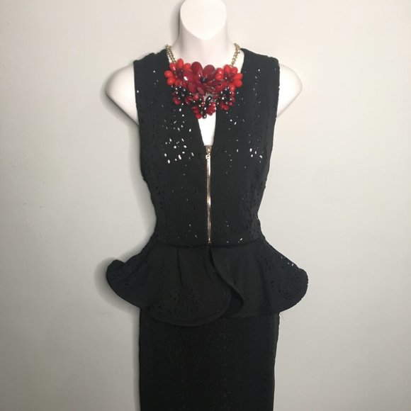 Boutique - Black Peplum Cocktail Dress - Item#92 - Picture 3 of 11